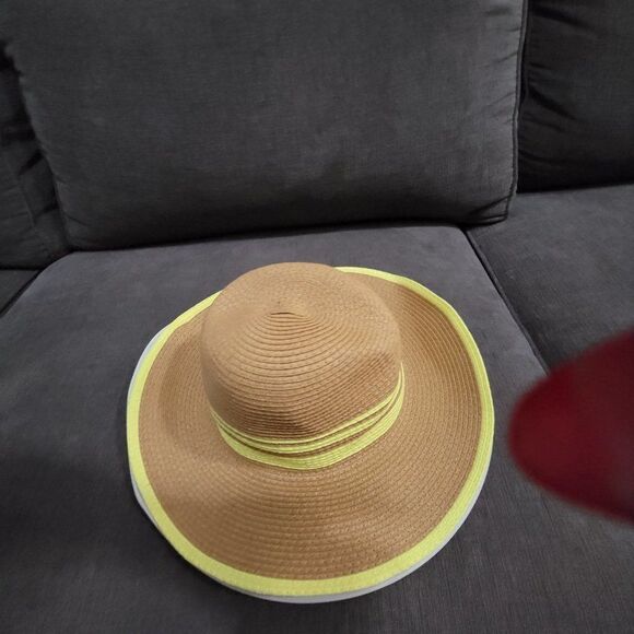 David and Young Women's Tan & Yellow Sun Protection Beach Hat Size OS - Picture 3 of 10